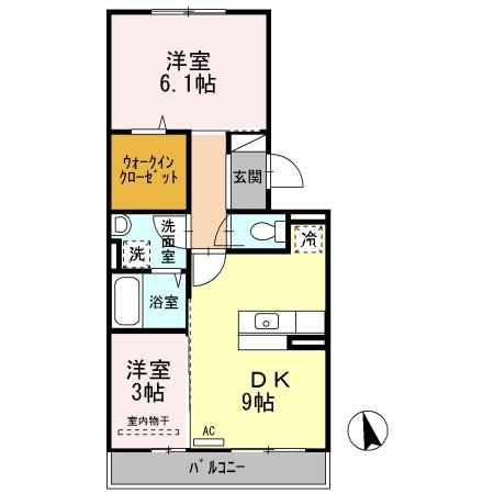ボヌールチヒロ(2DK/3階)の間取り写真