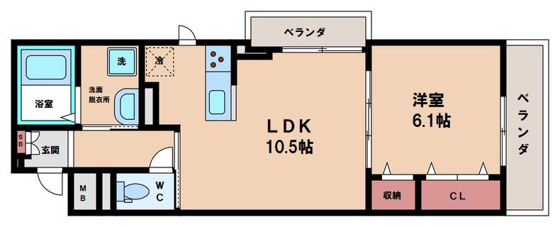 ヴィオラ住吉ノ杜(1LDK/1階)の間取り写真