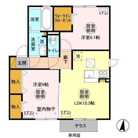 グランマーレ K(2LDK/1階)の間取り写真