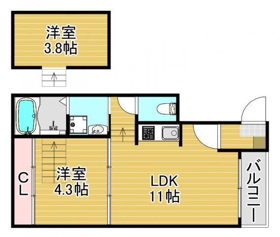 グランデュオSATO(1LDK/1階)の間取り写真