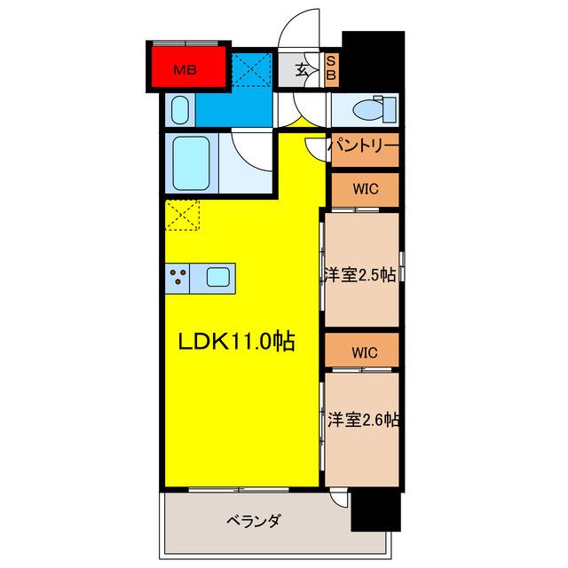 コンフォリア・リヴ淡路町一丁目(2LDK/7階)の間取り写真