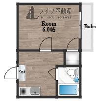 ジェネス小阪(1K/2階)の間取り写真