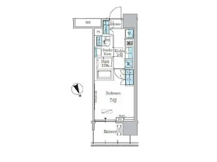 PARK AXIS浅草・田原町(1K/13階)の間取り写真