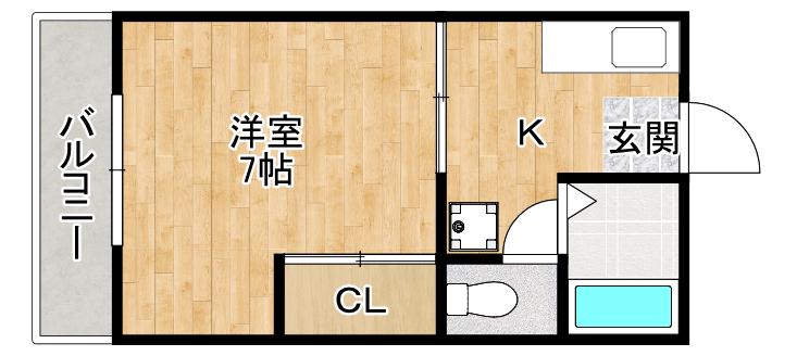 パ-クウッドプレイス(1K/2階)の間取り写真