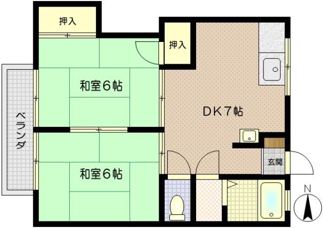 メグミハイツ(2DK/2階)の間取り写真