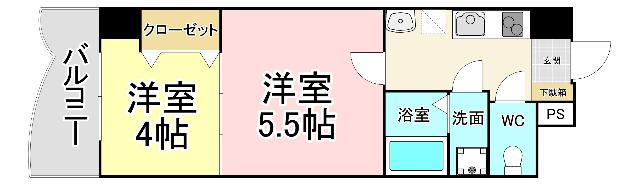ロイヤルマジェスティ(2K/2階)の間取り写真