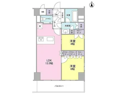 プロスペクト・グラーサ広尾(2LDK/13階)の間取り写真