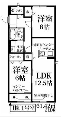 ブランミュールI(2LDK/2階)の間取り写真