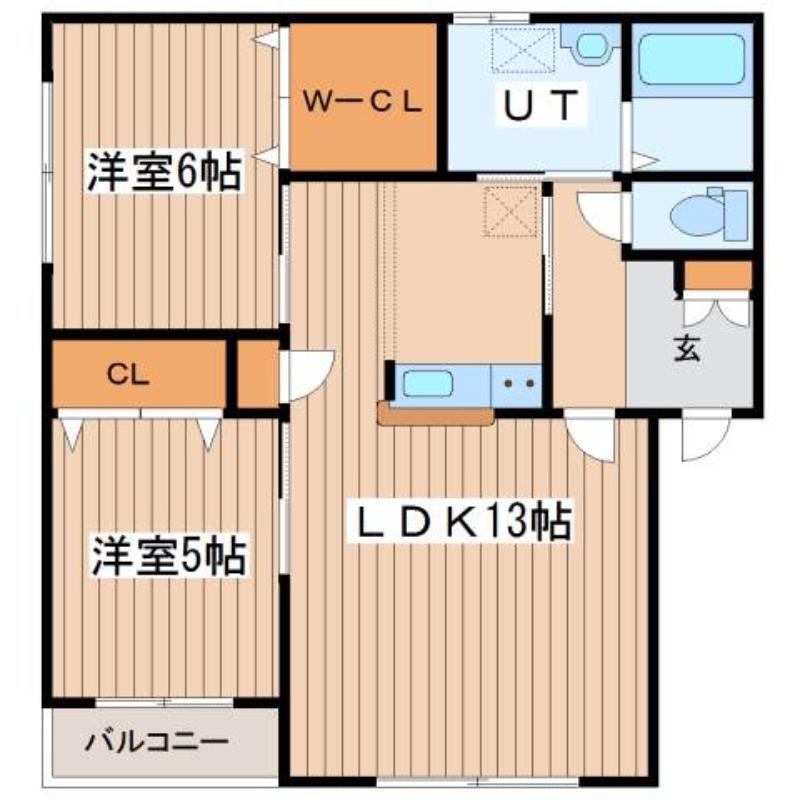 マリーンブルー(2LDK/1階)の間取り写真