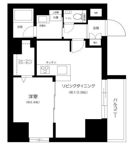 クレヴィスタ元浅草(1LDK/4階)の間取り写真