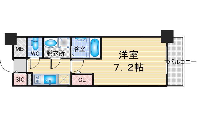 ディアレイシャス名古屋太閤通IV(1K/11階)の間取り写真