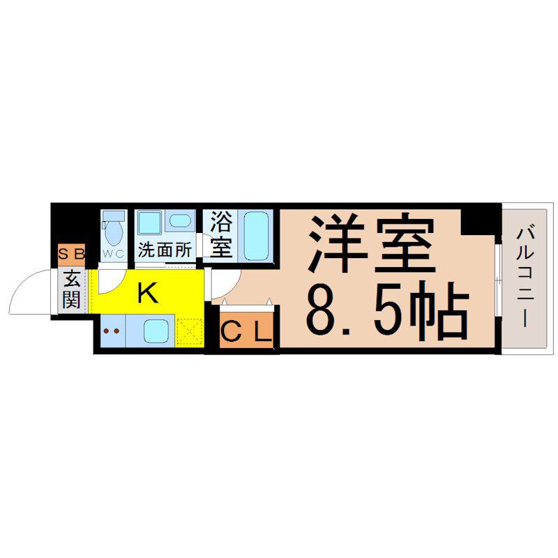 リシュドール名駅南(1K/8階)の間取り写真