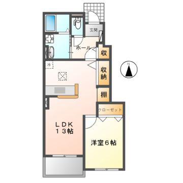 メゾンローレルIII(1LDK/1階)の間取り写真