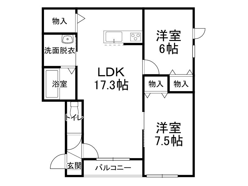 BERG・イースト(2LDK/3階)の間取り写真