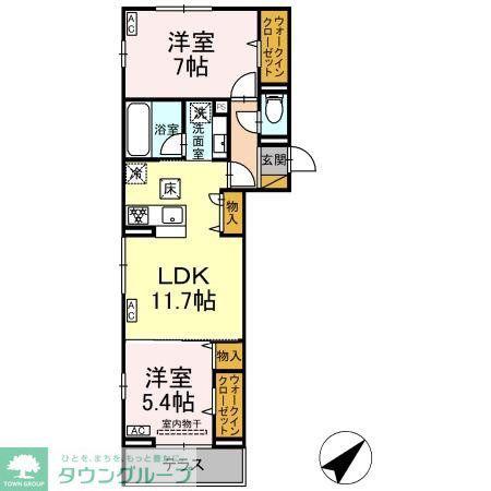フレアII(2LDK/1階)の間取り写真