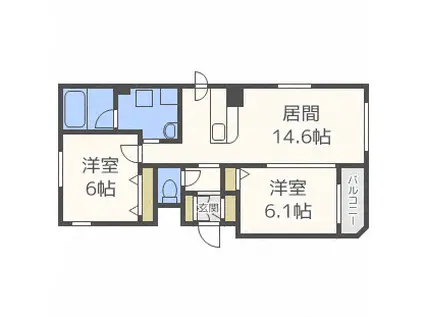LAMECANA手稲駅前(2LDK/2階)の間取り写真