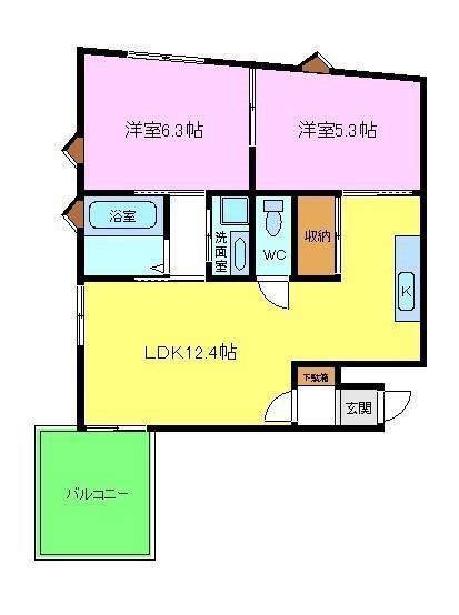 OTTOマンション(2LDK/2階)の間取り写真