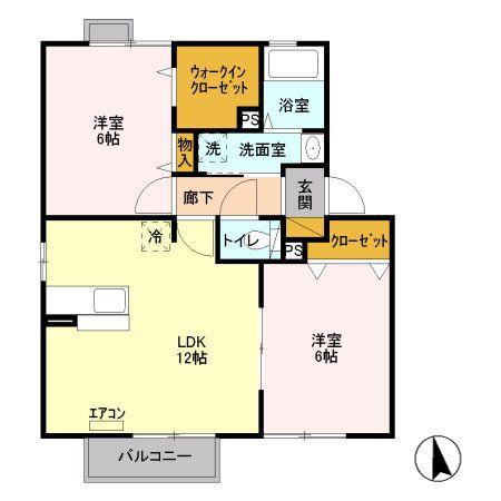 エレガンテ C(2LDK/2階)の間取り写真