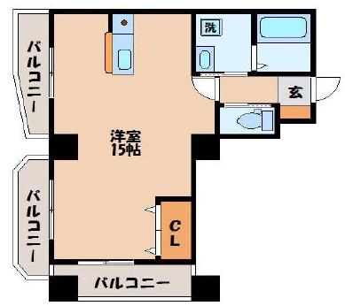 長崎電軌本線 平和公園駅 徒歩7分 5階建 築21年(ワンルーム/2階)の間取り写真