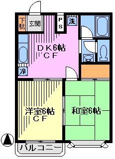 エトワールコート(2DK/1階)の間取り写真