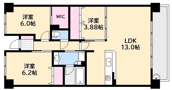 サーパスシティ草津新町(3LDK/11階)の間取り写真
