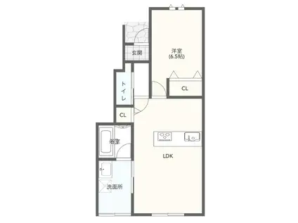 グランミラージュ B棟 101号(1LDK/1階)の間取り写真