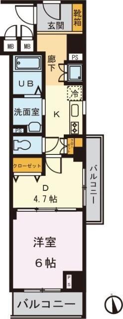 S-ONEビル(1DK/5階)の間取り写真