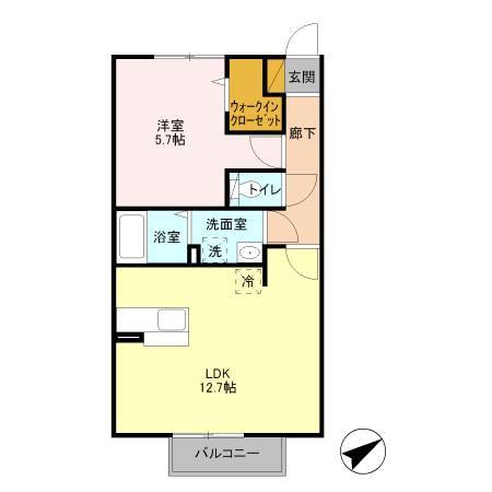 アーバンライフ萩台(1LDK/2階)の間取り写真