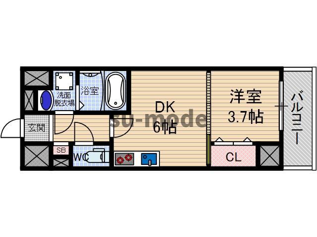 S-RESIDENCE千里丘(1DK/14階)の間取り写真