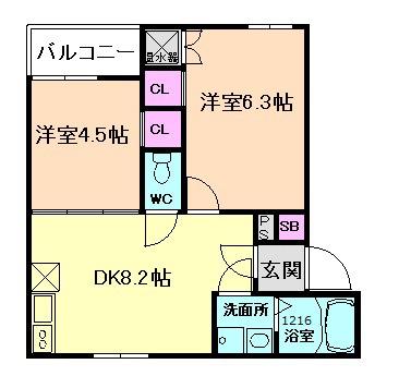 ART GARDEN(2DK/3階)の間取り写真