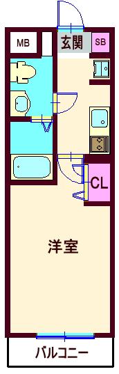 メイクスデザイン西馬込(1K/2階)の間取り写真