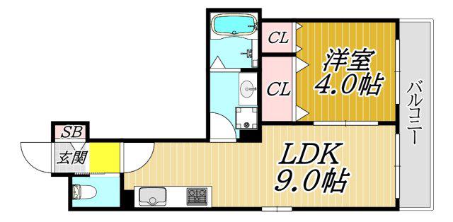 サンクラッソ塚口(1LDK/3階)の間取り写真