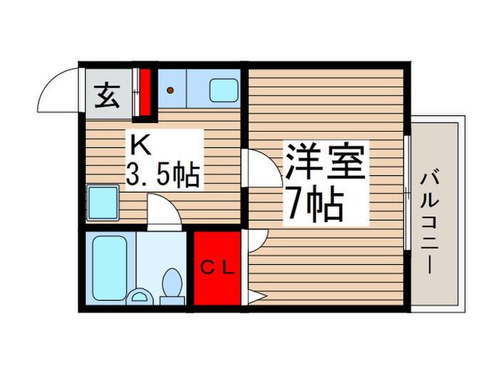 サンモール松戸(1K/2階)の間取り写真