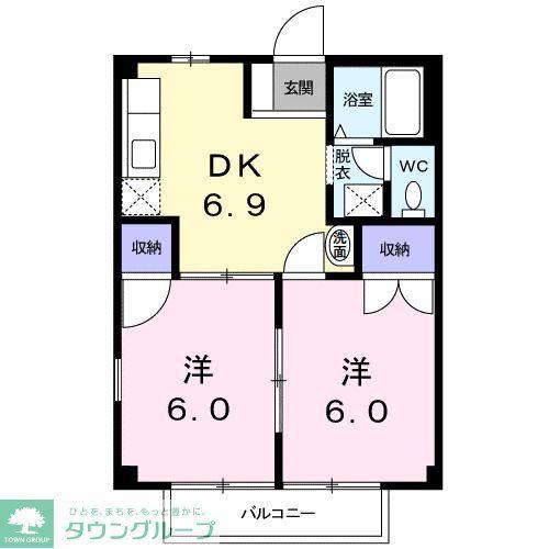 ドリームI(2DK/2階)の間取り写真