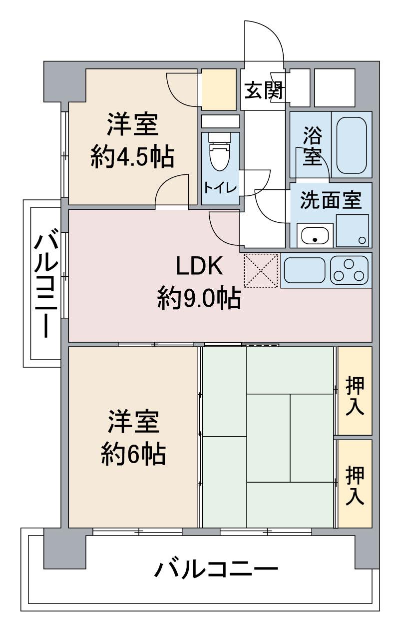 扶桑ハイツⅠ(3DK/3階)の間取り写真