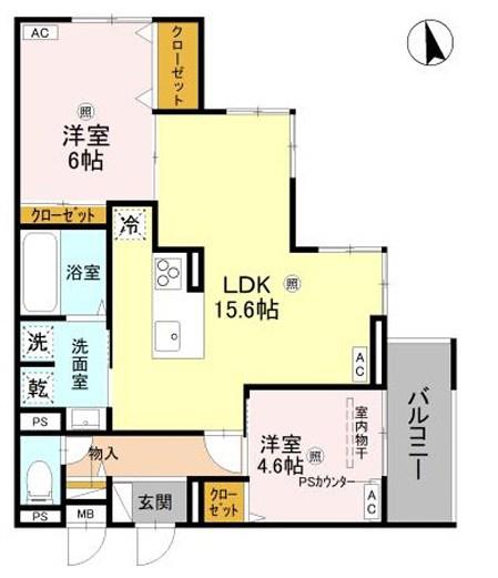 D-ROOM八尾市東本町3丁目(2LDK/1階)の間取り写真