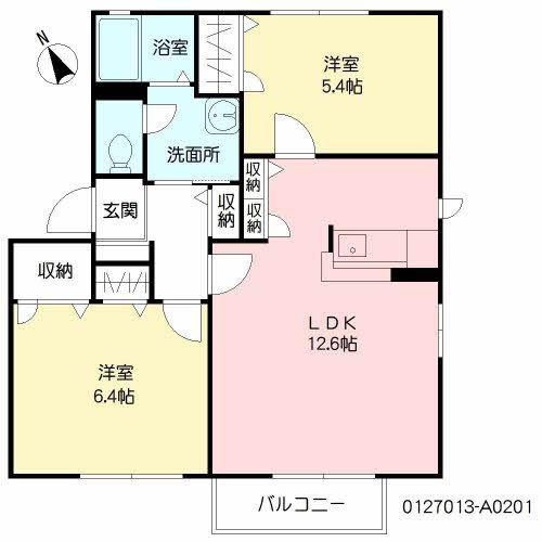 ビューハイムA(2LDK/2階)の間取り写真