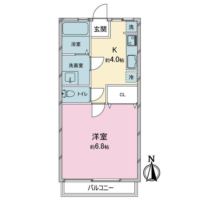 シティハイム久米川(1K/2階)の間取り写真
