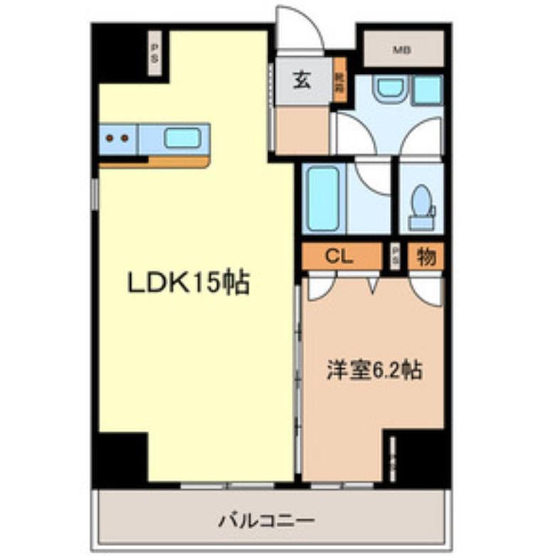 旭ビル サンライズレジデンス(1LDK/6階)の間取り写真