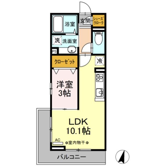 PRENDRE(1LDK/2階)の間取り写真