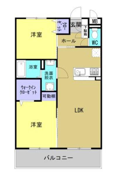 グランテージ宇土(2LDK/2階)の間取り写真