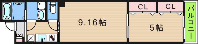 MARKVIRA安立(1LDK/2階)の間取り写真