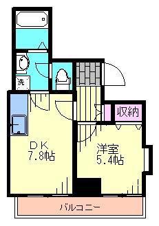 サンフラットあけぼの初音(1DK/5階)の間取り写真