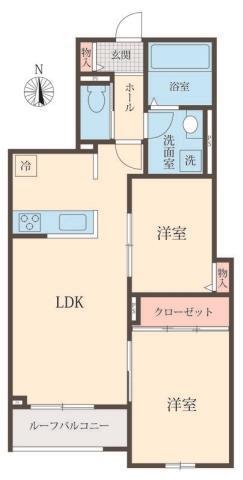 BELLE LEAD 大倉山(2LDK/2階)の間取り写真