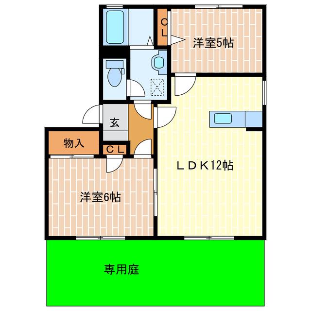 ロフティ(2LDK/1階)の間取り写真