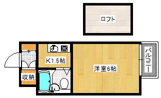 ルミエール高田(1K/1階)の間取り写真
