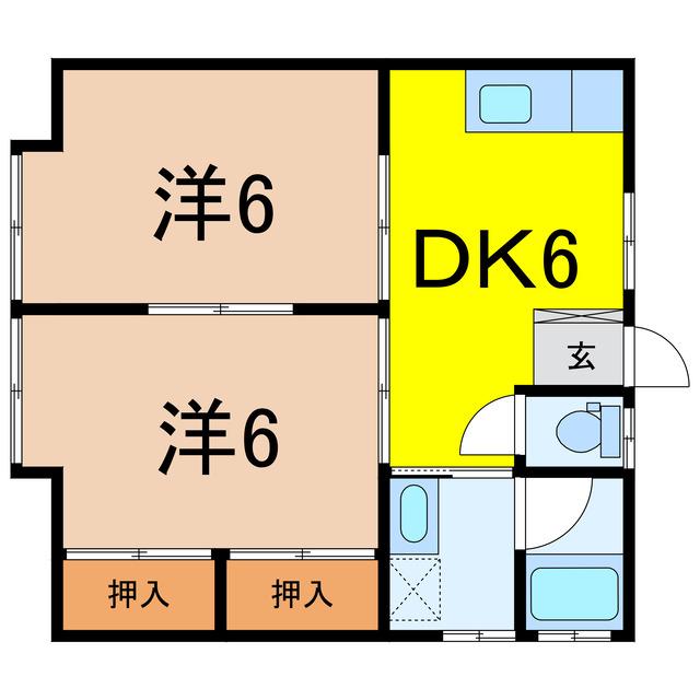 ラフォーレ(2DK/1階)の間取り写真