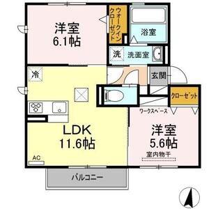 リレータウン(2LDK/2階)の間取り写真