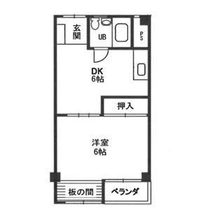 ニューハイツ松川(1DK/1階)の間取り写真