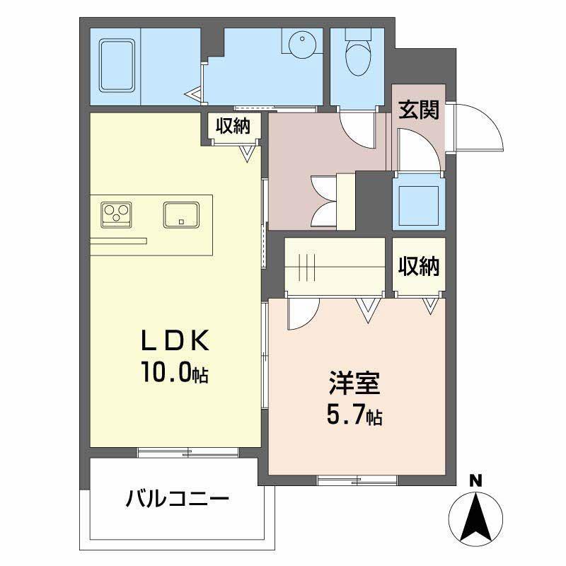 ベレオ白金坂(1LDK/1階)の間取り写真
